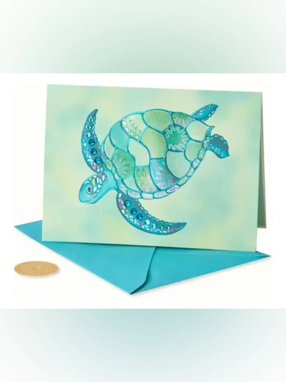 🆕Papyrus Gemmed Mosaic Sea Turtle Greeting Card
